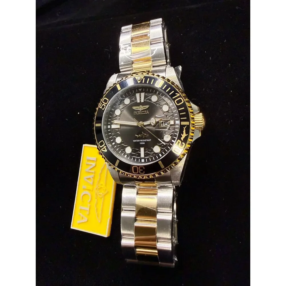 Invicta Pro Diver Watch Men 43mm Black Dial Two Tone Date Bracelet Round 30023